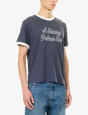 PALMES Slogan-Embroidered Cotton-Blend T-Shirt detail 3