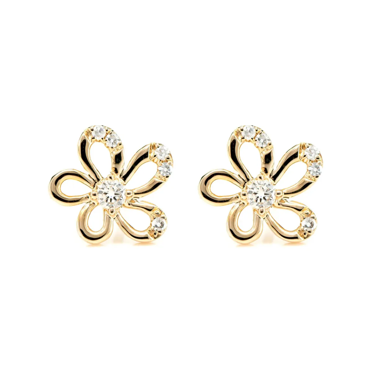For Him Irregular Flower Diamond Stud Earrings in Rose Gold / Lab Grown Diamond – Earring