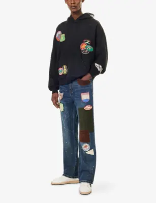 FOUND Patchwork-Embroidered Denim Jeans in VINTAGE BLUE, additional product view 2
