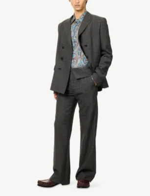 DRIES VAN NOTEN Preston Foldover-Waist Wool Trousers detail 2