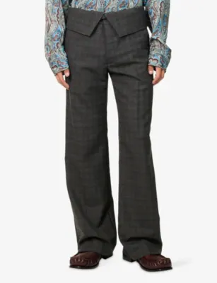 DRIES VAN NOTEN Preston Foldover-Waist Wool Trousers detail 3