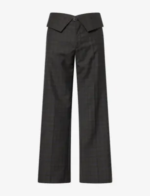 DRIES VAN NOTEN Preston Foldover-Waist Wool Trousers