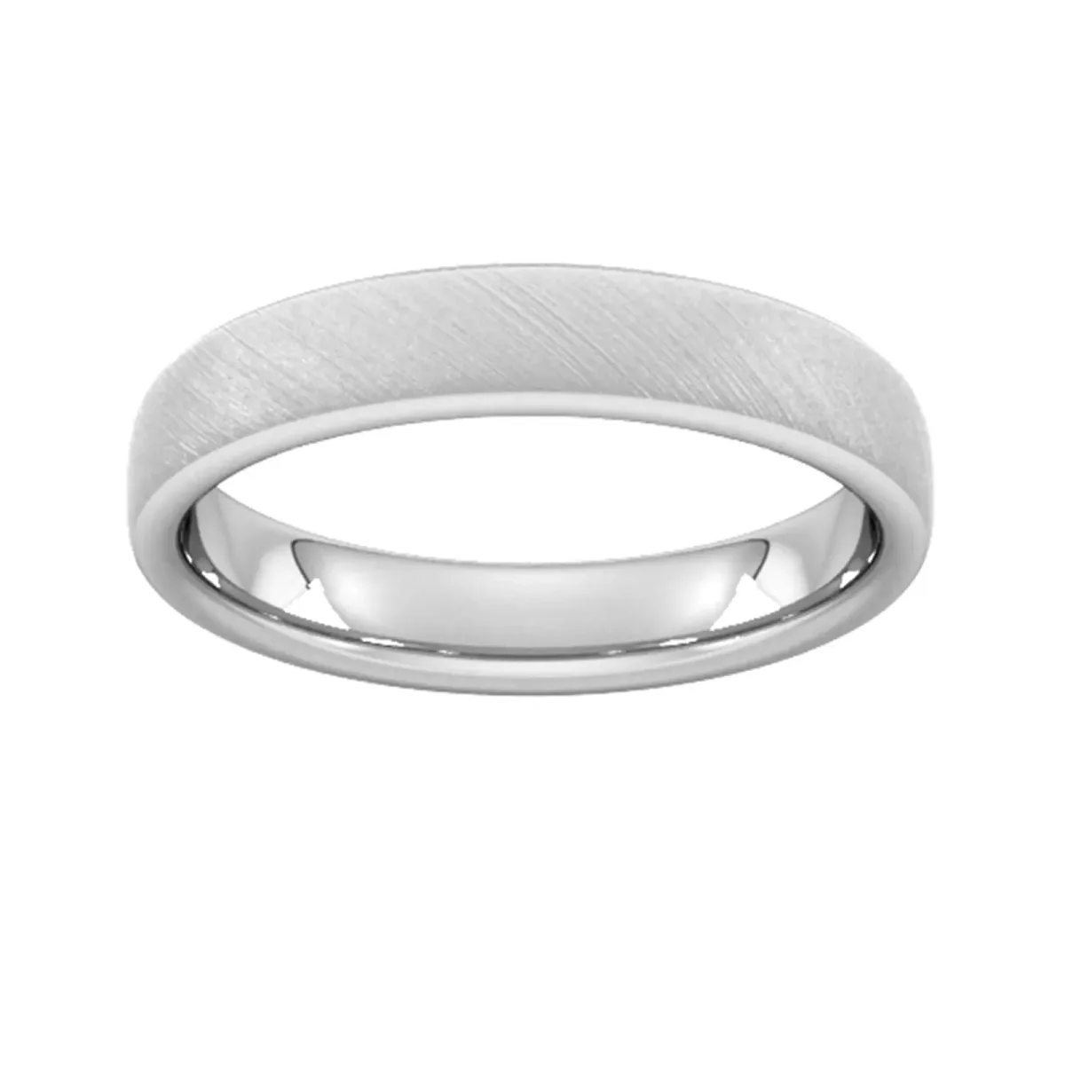 For Him 4mm Slight Court Heavy Diagonal Matt Finish Wedding Ring In 18 Carat Yellow Gold