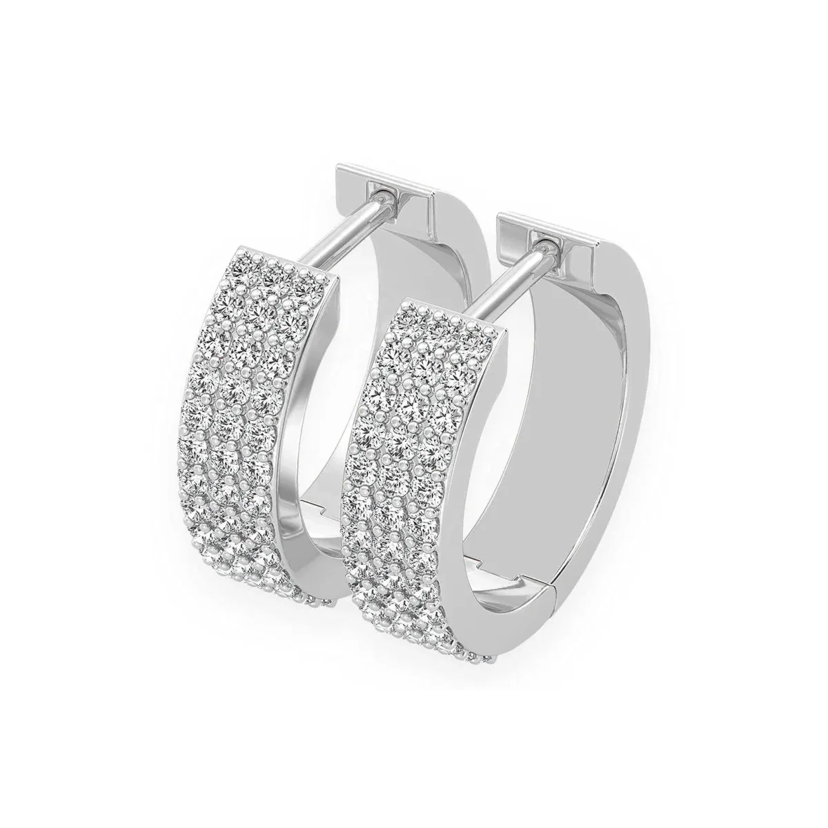 For Him Three Row Diamond Hoops in 0.66ctw / White Gold / Natural Diamond – Earring