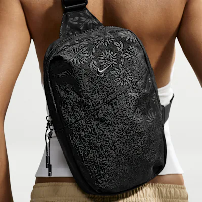 Nike Aura Floral Cross-Body Bag (5L) - Black/Black/Gunmetal