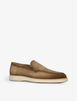 MAGNANNI Paraiso slip-on suede loafers - NAVY - EUR 42 / 8 UK MEN in MID BROWN, additional product view 3