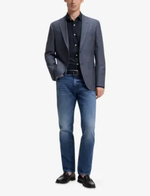 BOSS Long-Sleeved Chest-Pocket Cotton-Poplin Shirt detail 2
