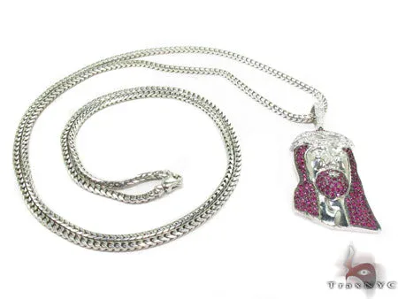 RINA - For Him FACTORY Ruby Jesus Silver Chain 31713 in 18 Inches – Pendant Set