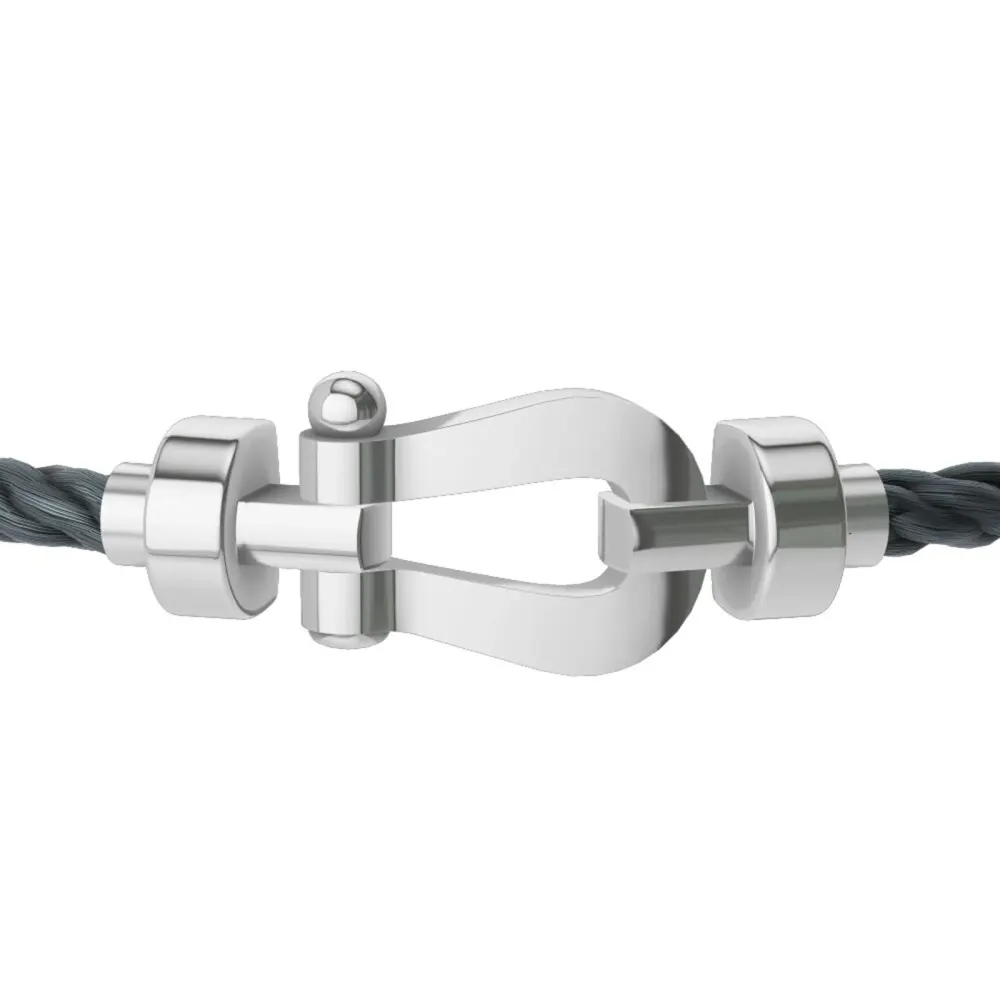 FRED Force 10 18ct White Gold Buckle & Storm Grey Cable Medium Model - Size 16 detail 2