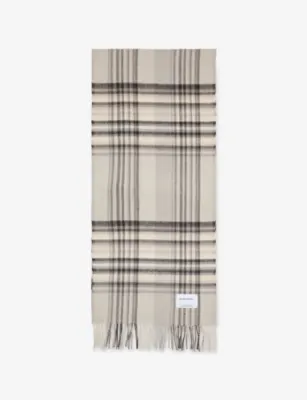 THE INOUE BROTHERS Check Brushed Alpaca Scarf - BEIGE CHECK detail 2