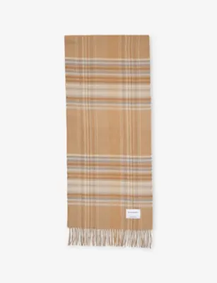 THE INOUE BROTHERS Check Brushed Alpaca Scarf - BEIGE CHECK