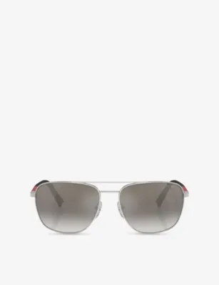 PRADA LINEA ROSSA PS 54ZS Pilot-Frame Steel Sunglasses