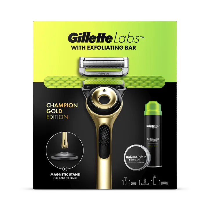 Gillette GilletteLabs With Exfoliating Bar Razor, Champion Gold Edition