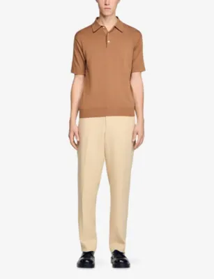 SANDRO Short-Sleeved Cotton and Silk Polo Shirt detail 2