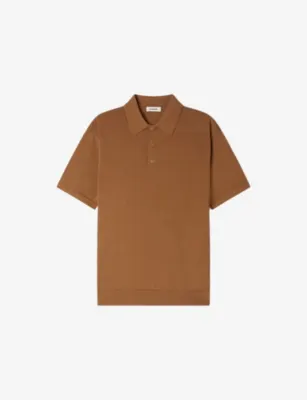 SANDRO Short-Sleeved Cotton and Silk Polo Shirt