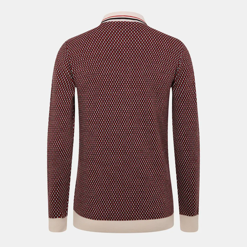 Valentino Garavani Knitted Polo Shirt in Red/Beige, additional product view 2
