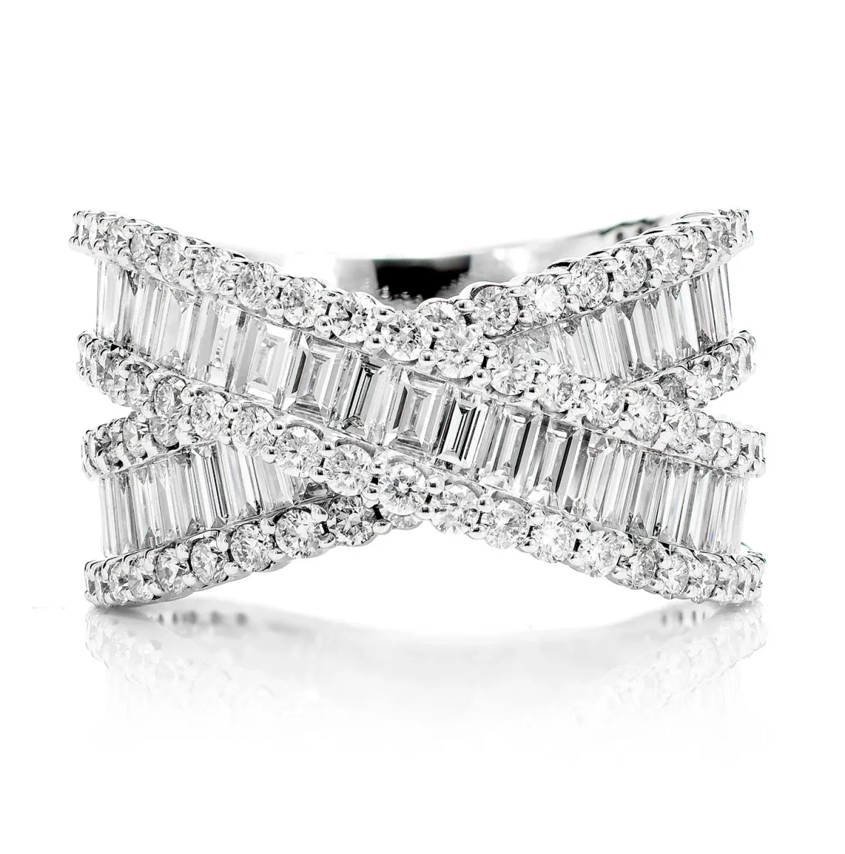 For Him Baguette Crossover Diamond Ring in White Gold / Natural Diamond – Ring