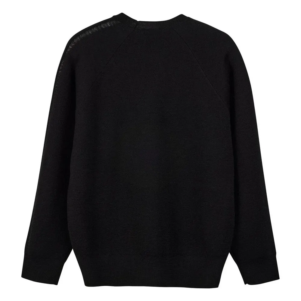 Y3 Logo Knit Crewneck Sweater in Black, additional product view 2