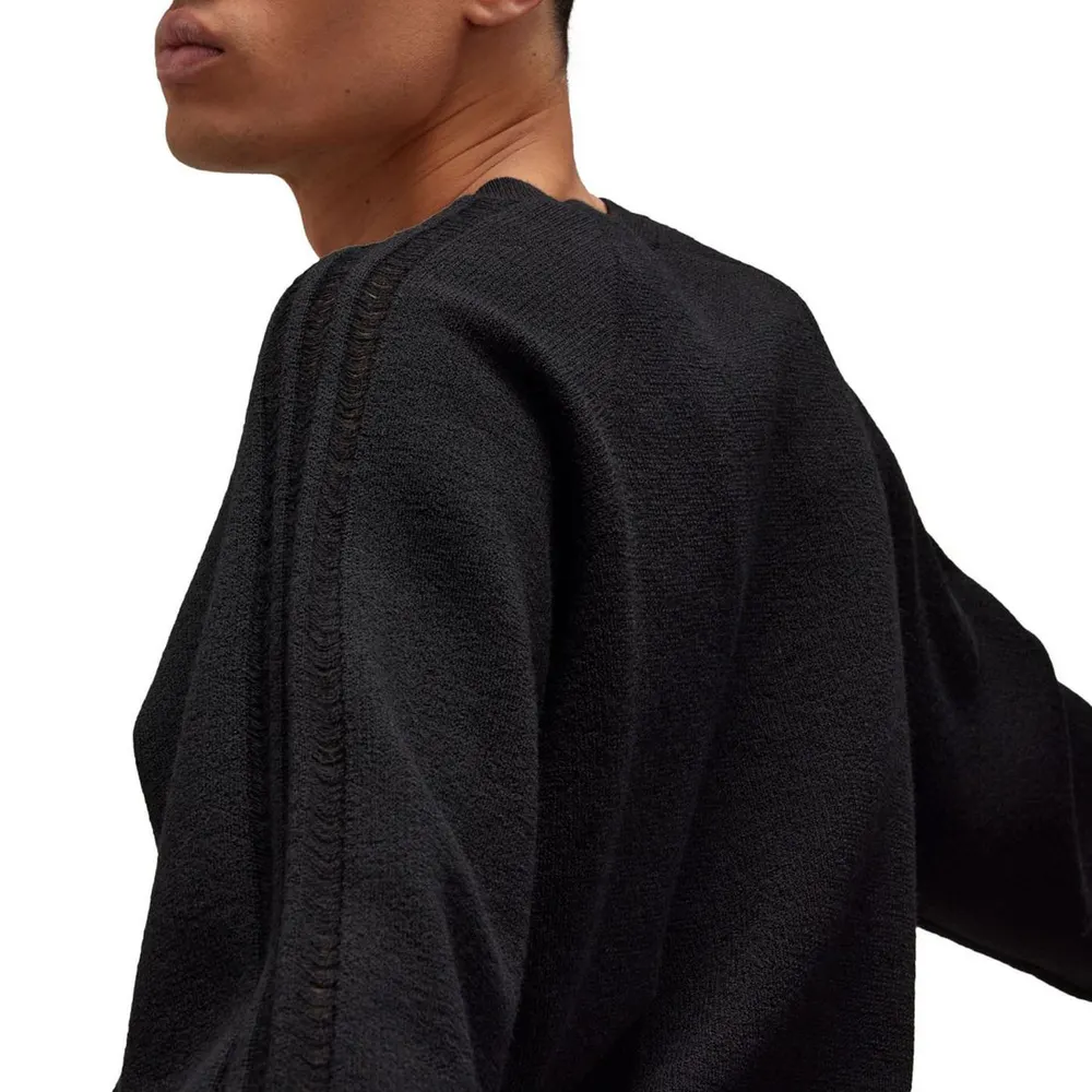 Y3 Logo Knit Crewneck Sweater in Black, additional product view 3