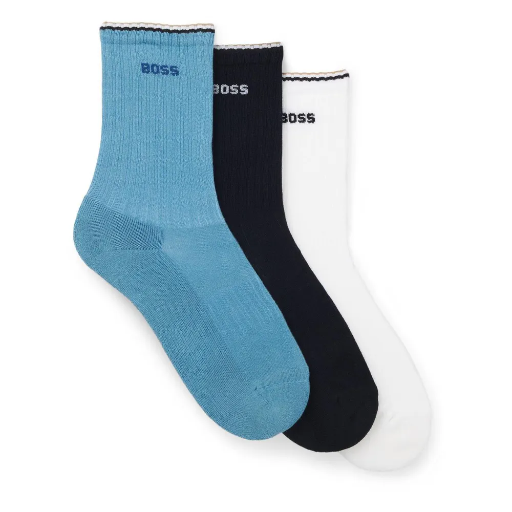 Boss Men's Rib Stripe Quarter Socks