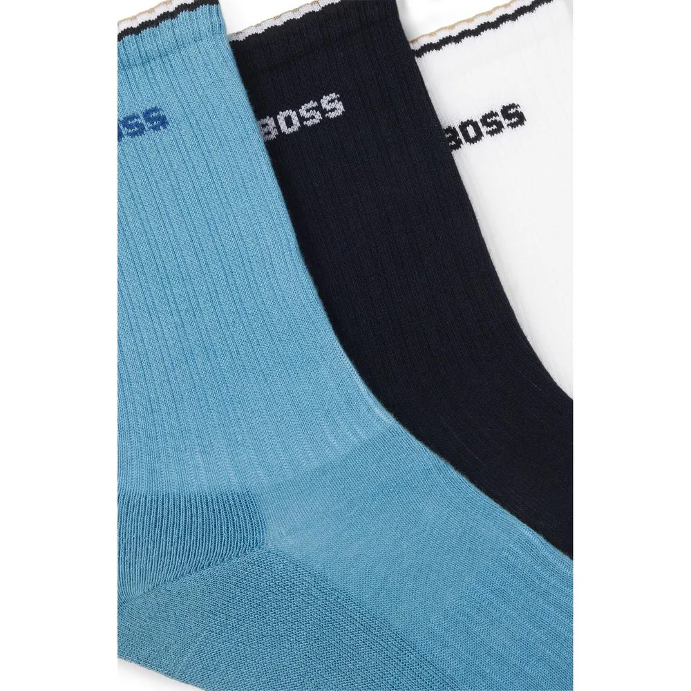 Boss Men's Rib Stripe Quarter Socks detail 2