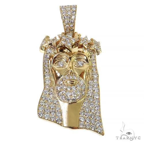RINA - For Him CUSTOM Jesus Diamond Pendant with Crown of Stars 68305 in Rose Gold – Pendant