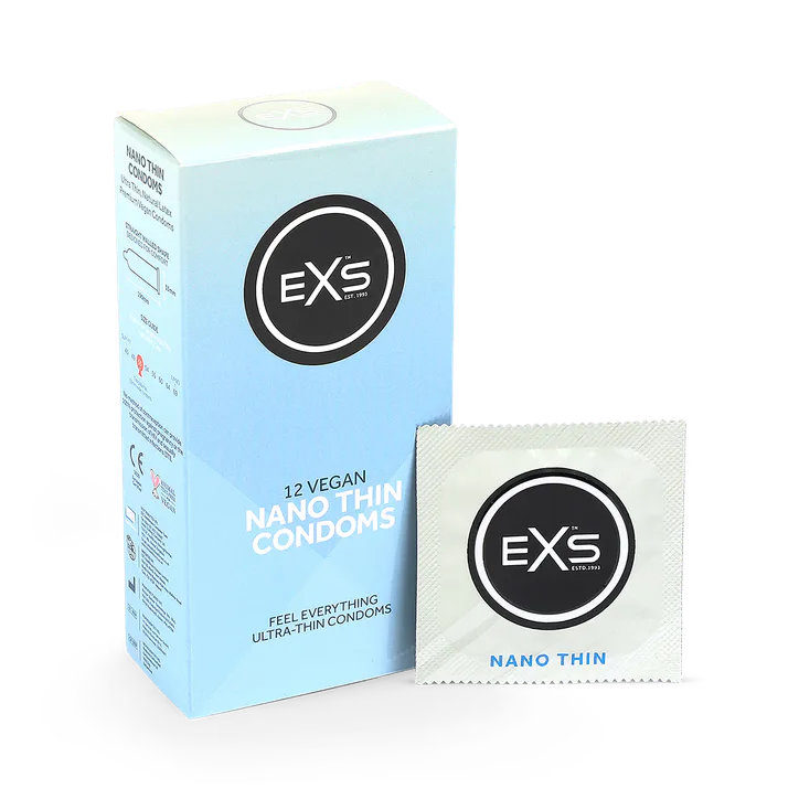 EXS Nano Thin Condoms Lightweight Vegan Latex 12 Pack