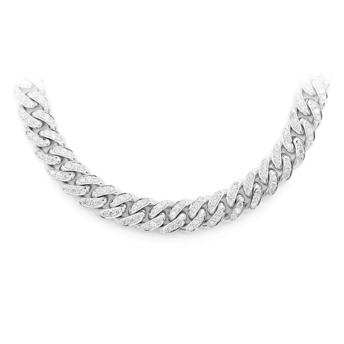 For Him Iced Miami Cuban Necklace in 8mm / 9.00ctw / White Gold / 22" – Necklace