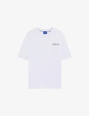 HUGO Brand-Print Relaxed-Fit Cotton-Jersey T-Shirt