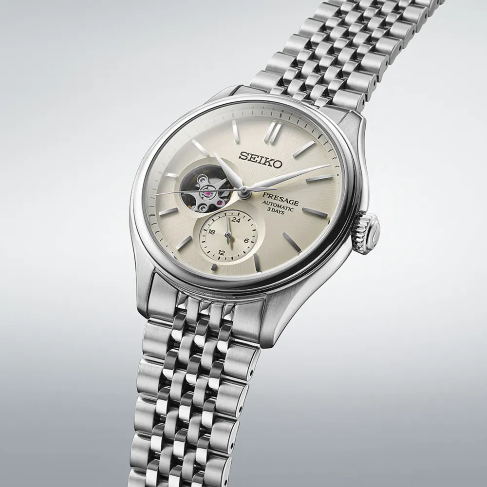 Seiko Presage Presage Classic Series 'Shiro-iro' Open Heart 40mm Mens Watch White in White, additional product view 2
