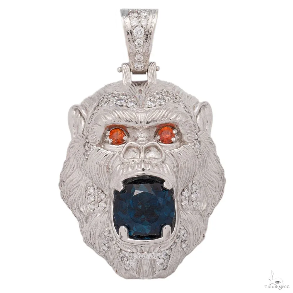 RINA - For Him CUSTOM 14K Gold Gorilla Diamond w/ Saphire Pendant 69755 in Rose Gold – Pendant