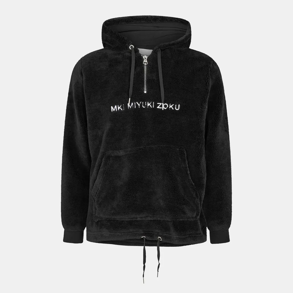 MKI MIYUKI ZOKU Men's Sherpa Partial Zip Relaxed Fit Hoodie