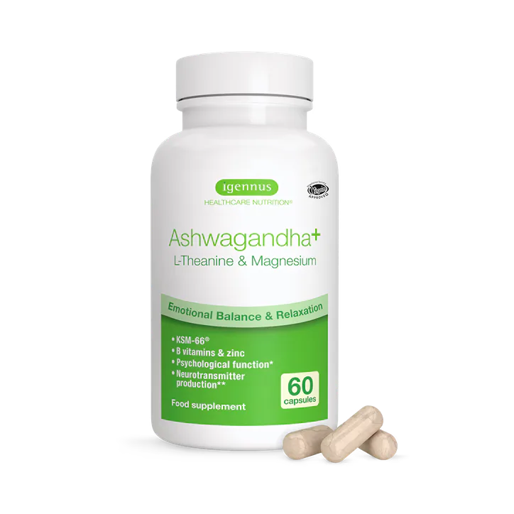 Igennus Healthcare Nutrition Comprehensive KSM-66 Ashwagandha Complex with Magnesium & L-Theanine, 60 Capsules