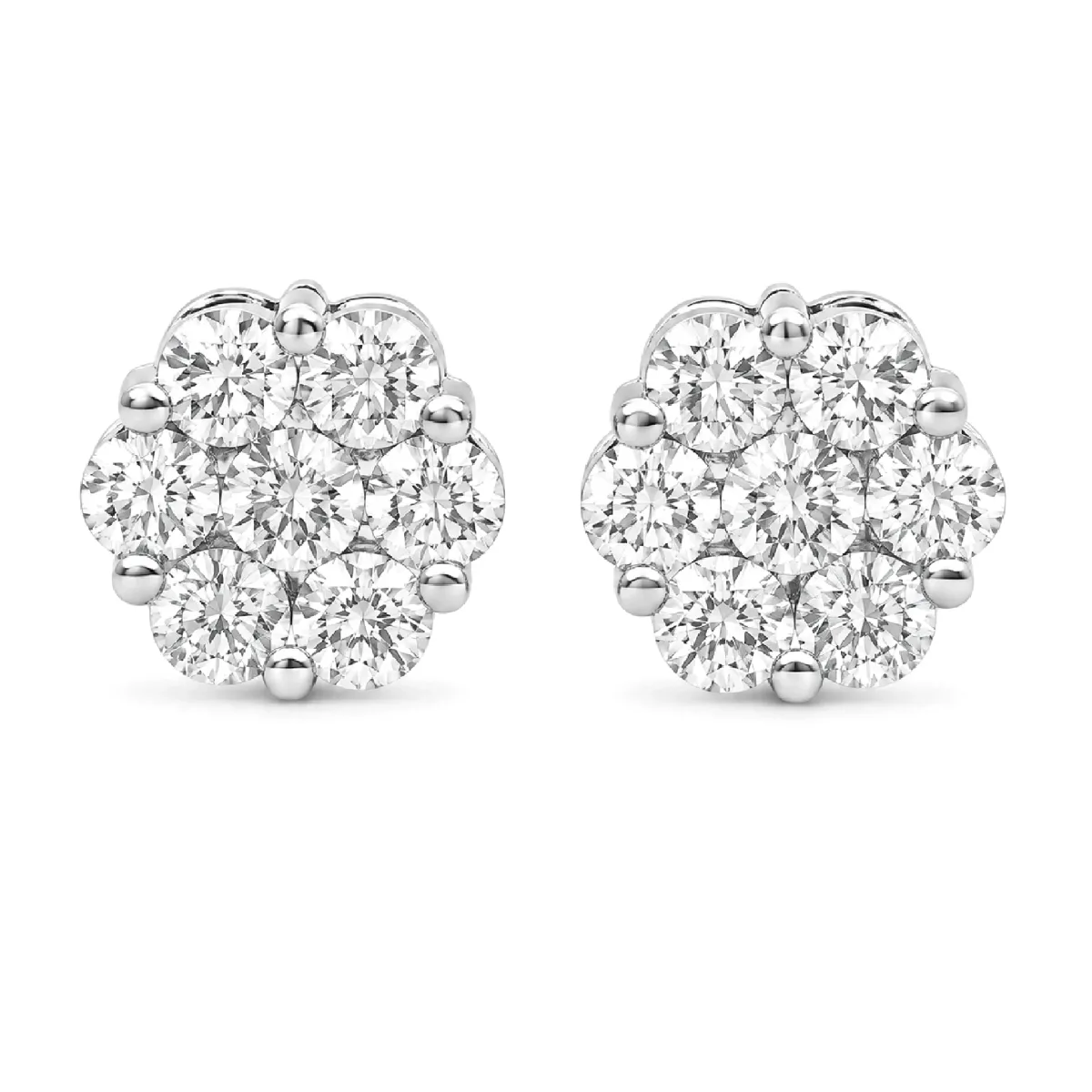 For Him Flower Diamond Studs in 4.00ctw / White Gold / Natural Diamond – Earring