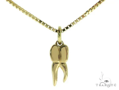 RINA - For Him FACTORY 10K Yellow Gold Tooth Pendant Box Link Chain Set 57226 in Rose Gold / 18 Inches – Pendant Set