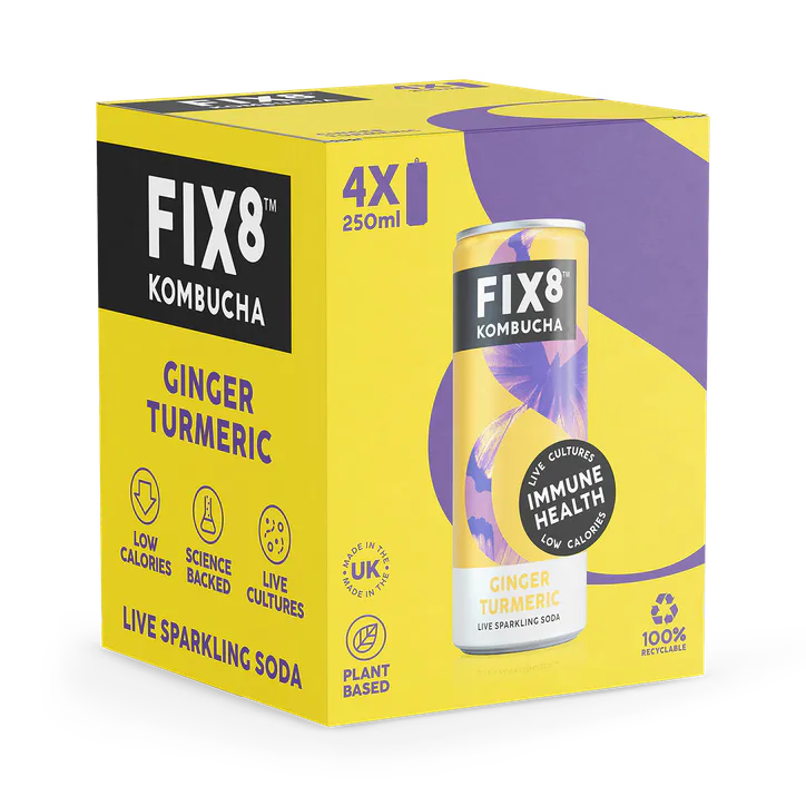 Fix8 Kombucha Turmeric & Ginger 4 x 250 ml – Food & Drink > Drinks & Juices > Kombucha