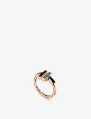 TIFFANY & CO Tiffany T Square 18ct rose-gold and onyx ring - K