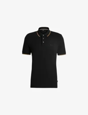 BOSS Logo-Print Short-Sleeve Cotton Polo