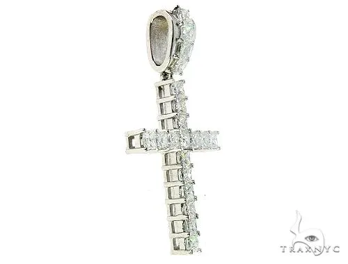 RINA - For Him FACTORY 14K White Gold Princess Cut Diamond Manhattan Cross 65382 in White Gold – Pendant