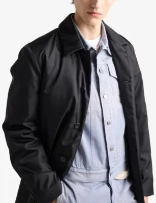 PRADA Logo-Patch Cotton-Gabardine Blouson Jacket detail 3