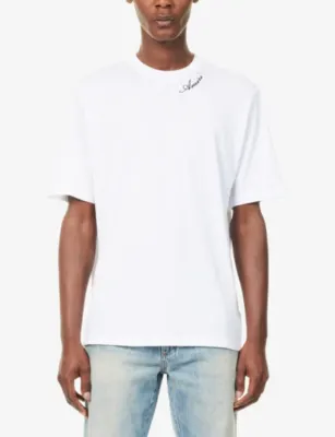 AMIRI Script-Embroidery Relaxed Cotton-Modal Jersey T-Shirt detail 3