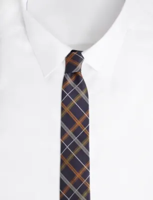 VIVIENNE WESTWOOD Tartan Silk-Twill Tie in AUBERGINE, additional product view 3
