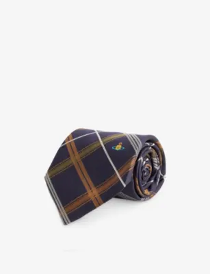 VIVIENNE WESTWOOD Tartan Silk-Twill Tie in AUBERGINE – Mens | Ties | Plain Ties