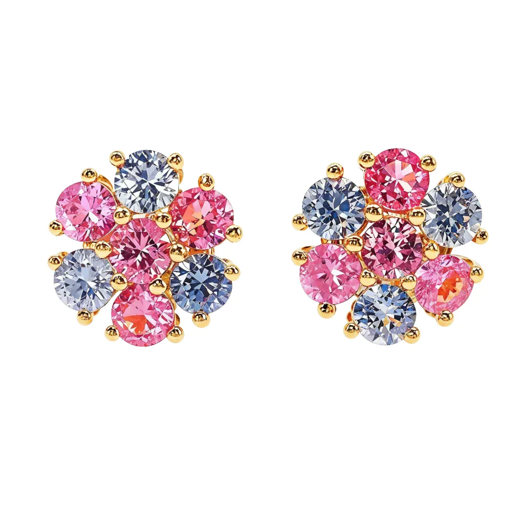 PIA - For Him GEMSTONES Large Cotton Candy Sapphire Flower Earrings 66790 in Rose – Earrings