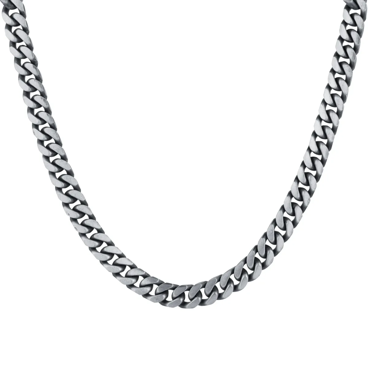 For Him Sterling Silver Mens 20 Inch Oxidised Curb Chain