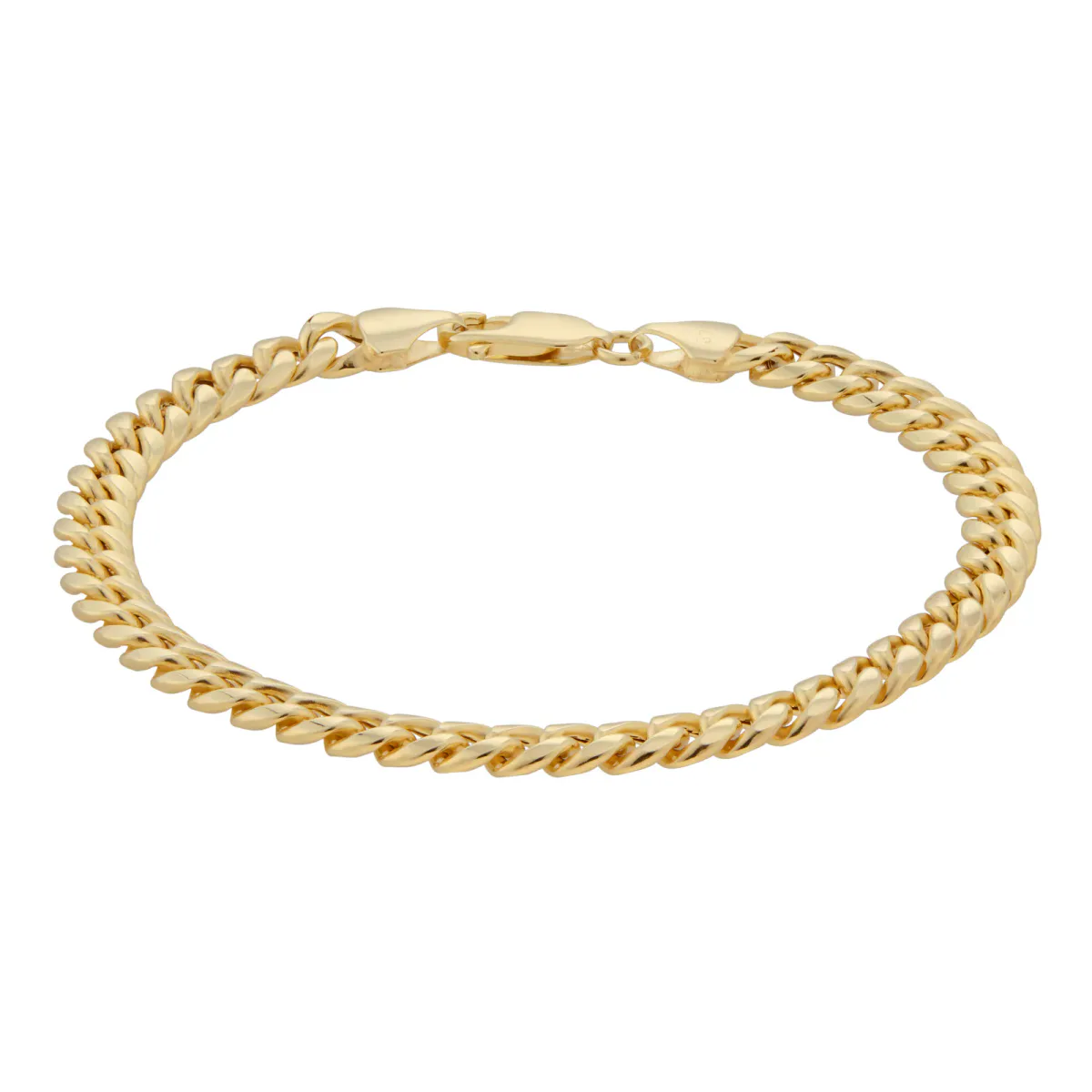 For Him 9ct Yellow Gold Hollow Curb Chain Bracelet 8 Inch