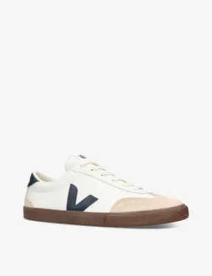 VEJA Men's Volley logo-embroidered leather low-top trainers - EUR 41 / 7 UK MEN in WHITE/BLK, additional product view 3