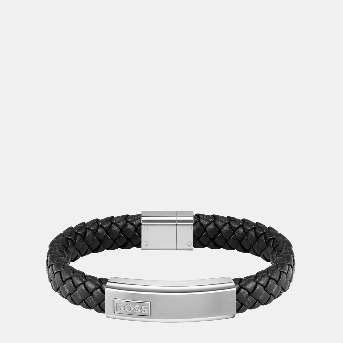 Boss Men's Lander Stainless Steel Leather Bracelet