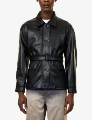 BASKETCASE Belted Faux Leather Jacket detail 3