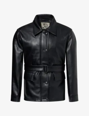 BASKETCASE Belted Faux Leather Jacket